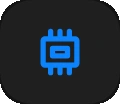 The Caching button: a chip symbol, blue when caching is on